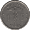 1922 Belgium 1 Franc Coin (KM# 90 Schn# 52)