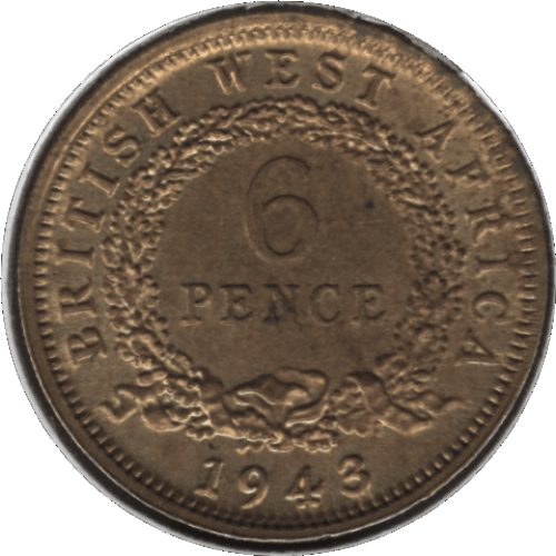 1943 British West Africa 6 Pence Coin (KM# 22)