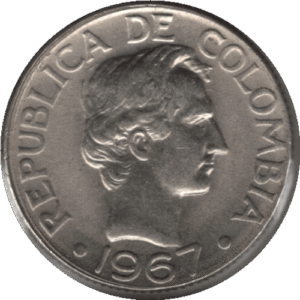 1967 Colombia 10 Centavos Coin (KM# 226 Schn# 10b Restrepo# 382 Hernández# 425-426)