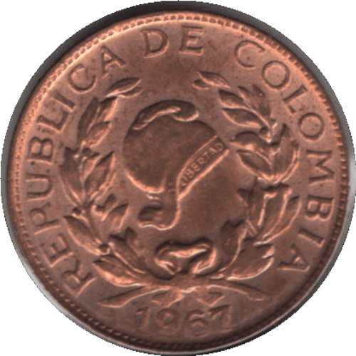 '1967 Colombia 1 Centavo Coin Re Punched ''9'' (KM# 205a Schn# 25a Hernández# 336 Restrepo# 352)'