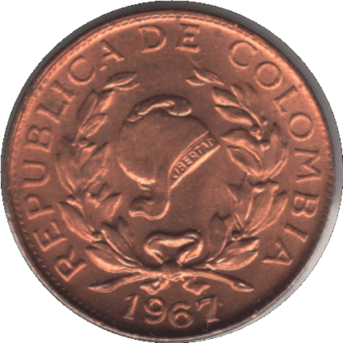 '1967 Colombia 1 Centavo Coin Re Punched ''9'' (KM# 205a Schn# 25a Hern# 336 Rest# 352)'