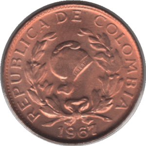 '1967 Colombia 1 Centavo Coin Re Punched ''9'' (KM# 205a Schn# 25a Hern# 336 Rest# 352)'
