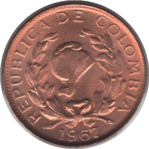 '1967 Colombia 1 Centavo Coin Re Punched ''9'' (KM# 205a Schn# 25a Hern# 336 Rest# 352)'