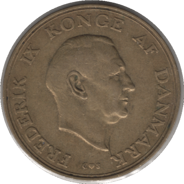 1958 Denmark 1 Krone Coin (KM# 837 Schn# 60)