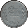 1944 Belgium 2 Francs Coin WWII Issue (KM# 133 Mor# 501 LA# BFM-121 Schn# 95)