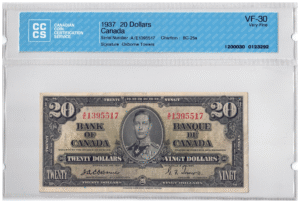 1937  Dollars The Bank of Canada CCCS Graded VF-30