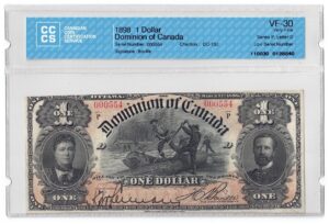 1898 1 Dollar Dominion of Canada CCCS Graded VF-30 LOW SERIAL NUMBER