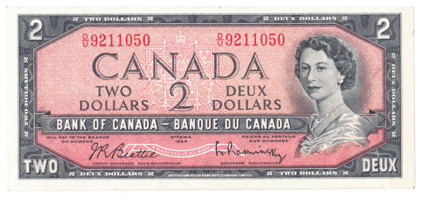 1954  Dollars Bank of Canada D/U Prefix