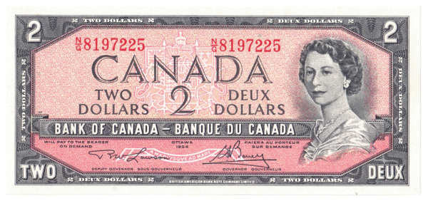 1954  Dollars Bank of Canada N/G Prefix