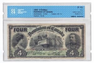 1902  Dollars The Dominion of Canada Word Four at Top CCCS F-15