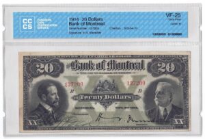 1914  Dollars Bank of Montreal CCCS Graded VF-25