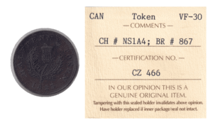 1823 ½ Penny Nova Scotia Province Copper Coin ICCS Graded VF-30