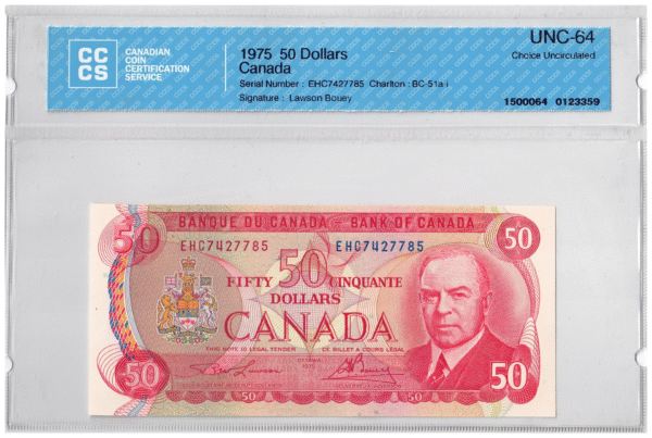 1975  Dollars The Bank of Canada CCCS Graded UNC-64