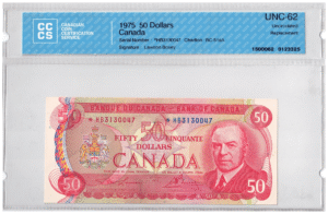 1975  Dollars The Bank of Canada REPLACEMENT CCCS Graded UNC-62