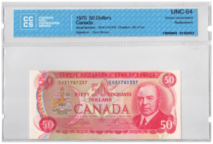 1975  Dollars The Bank of Canada REPLACEMENT CCCS Graded UNC-64