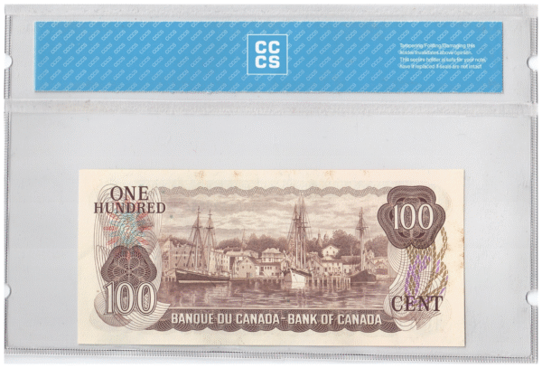 1975 100 Dollars The Bank of Canada STEEL CCCS Graded UNC-63