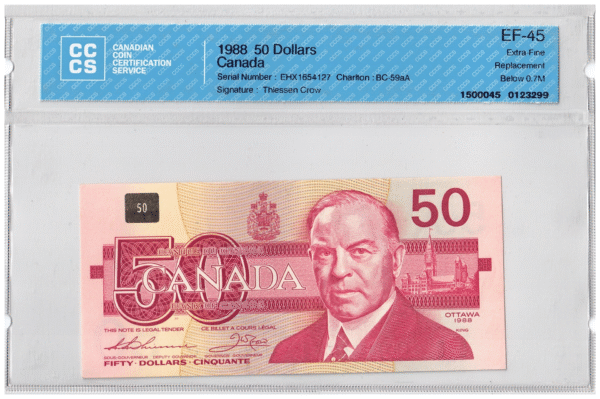1988  Dollars The Bank of Canada REPLACEMENT CCCS Graded EF-45