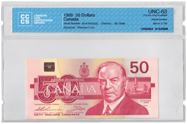 1988  Dollars The Bank of Canada REPLACEMENT CCCS Graded UNC-63