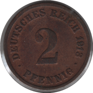Germany 1913D 2 Pfennigs Coin (KM# 16 Schn# 11)