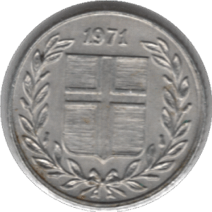 Iceland 197110 Aurar Coin (KM# 10a Schn# 13a SIEG# 14)