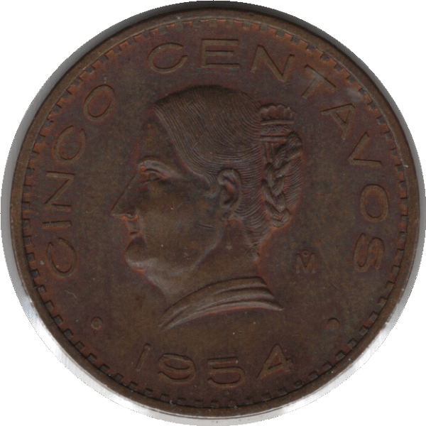 Mexico1954 5 Centavos Coin (KM# 424 Schn# 37)