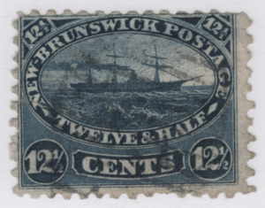 1860 SC#10 New Brunswick Steamship 12 1/2 Cent Stamp F Used Tear
