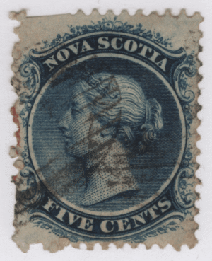 1860 SC#10 Nova Scotia Queen Victoria 5 Cent Stamp F Used