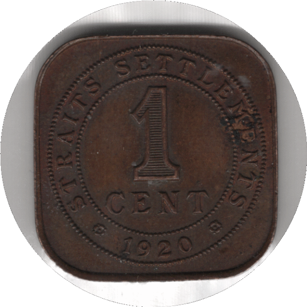 Straits Settlements (Malaya) 1920 1 Cent Coin (KM# 32) Trace Lustre