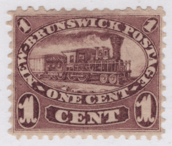 1860 SC#6 New Brunswick Locomotive 1 Cent Stamp VF Mint no Gum