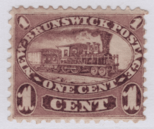 1860 SC#6 New Brunswick Locomotive 1 Cent Stamp VG Mint Hinged Gum