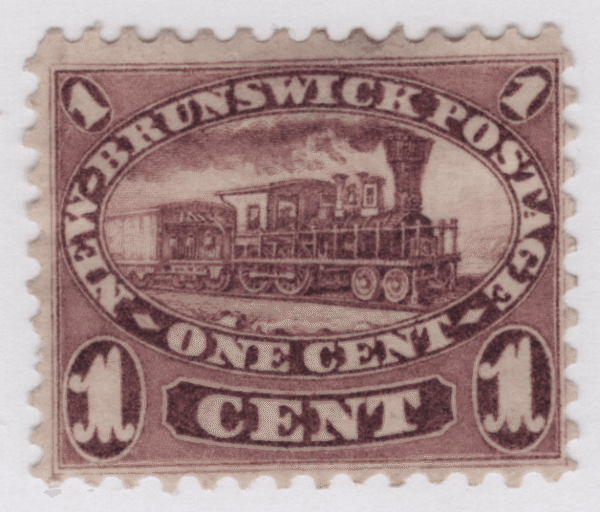 1860 SC#6a New Brunswick Locomotive 1 Cent Stamp F Mint Hinged No Gum