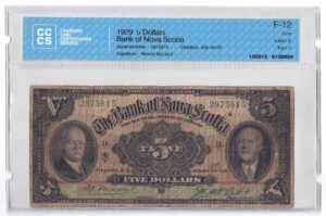 1929  Dollars The Bank of Nova Scotia TYPE 1 CCCS Graded F-12