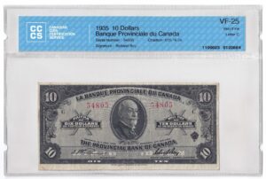1935  Dollars La Banque Provinciale Du French Canada Banknote CCCS Graded VF-25