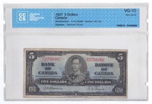 1937  Dollars The Bank of Canada Osborne Towers Banknote CCCS Graded VG-10