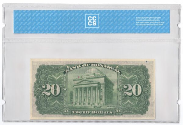 1938  Dollars The Bank of Montreal Banknote CCCS Graded AU-58