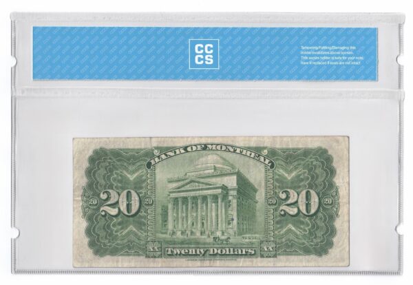 1938  Dollars The Bank of Montreal Banknote CCCS Graded VF-20