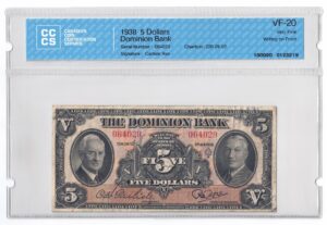 1938  Dollars The Dominion of Canada Banknote CCCS Graded VF-20