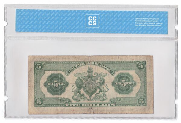 1943  Dollars The Royal Bank of Canada Banknote CCCS Graded F-15
