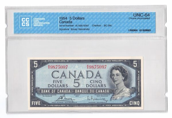 1954  Dollars Modified Portrait Banknote CCCS Graded UNC-64