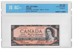 1954 50 Dollars The Bank of Canada CCCS Graded AU-50