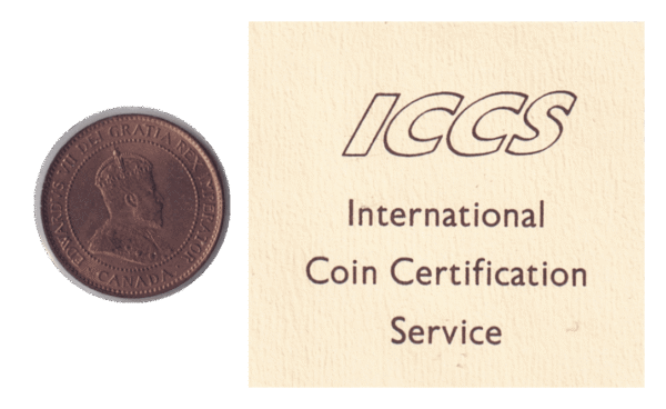 1902 1 Cent Canadian Coin ICCS Graded MS-64 RED/LACQUERED (KM# 8)