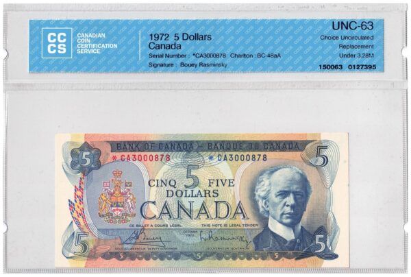 1972  Dollars The Bank of Canada REPLACEMENT CCCS Graded UNC-63