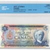 1972  Dollars The Bank of Canada THREE DIGIT RADAR Banknote CCCS Graded UNC-64