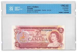 1974  Dollars The Bank of Canada CCCS Graded UNC-62 THREE DIGIT RADAR