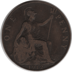 1912H United Kingdom 1 Penny Coin (KM# 810 Sp# 4051-3)