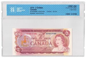 1974  Dollars The Bank of Canada CCCS Graded UNC-64 FOUR DIGIT RADAR
