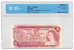 1974  Dollars The Bank of Canada CCCS Graded UNC-64 THREE DIGIT RADAR