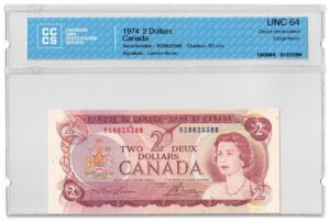 1974  Dollars The Bank of Canada CCCS Graded UNC-64 THREE DIGIT RADAR