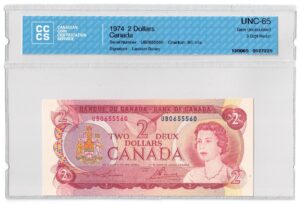 1974  Dollars The Bank of Canada CCCS Graded UNC-65 THREE DIGIT RADAR
