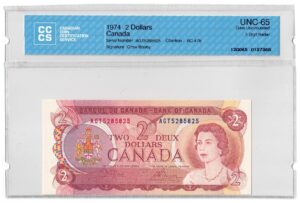 1974  Dollars The Bank of Canada CCCS Graded UNC-65 THREE DIGIT RADAR